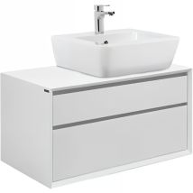 Meuble De Salle De Bains Suspendu 2 Tiroirs Fermeture Ralentie+organiseurs Sanindusa View 90x45 Trou Pour Vidage D'Usine À Droite Blanc - Tecnomat