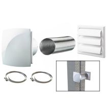 Lot Extracteur D'Air Moon + Gaine Extensible Alu + Grille Volets Diamètre 100 - Tecnomat