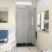 Swiss Aqua Technologies Tex Bb Porte De Douche 110x195cm Coulissante Anticalcaire Avec Profilés Chrome Brillant (texdbb110crt-set) - Bricoman