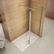 Aica Paroi De Douche 60x200cm Avec Retour Pivotant 40cm Paroi De Douche À L'Italienne Avec Barre De Fixation 140cm - Tecnomat