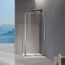 Grand Verre Cabine De Douche 90x80x195 Porte Pivotante Verre Transparent Et Accessoires Chromés - Tecnomat