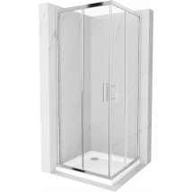 Mexen Rio Cabine De Douche Carrée 80 X 80 Cm, Transparent, Chrome + Receveur Plat, Blanc - 860-080-080-01-00-4010 - Bricoman