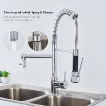 Auralum Max Robine Cuisine À Ressort Avec 2 Modes De Sortie D'Eau Mitigeur De Evier Avec Douchette Extractible Robinet D'Évier Pivotant À 360° - 