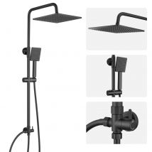 Colonne De Douche Sans Mitigeur,kit Complet De Douche À Effet Pluie,pommeau De Douche De 25.4x 25.4cm Et Douchette, Barre De Douche,noir - Bricoman