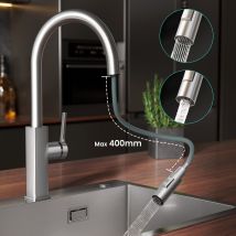 Robinet Douchette En Inox - Mitigeur De Cuisine Avec Douchette Extractible - Robinet De Cuisine Brossé - Bricoman