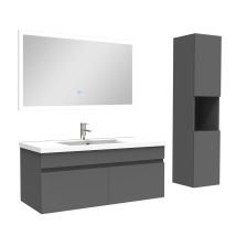 Ensemble Salle De Bain Avec Colonne Et Miroir 100cm Meuble Anthracite, Ocean - Tecnomat