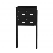 Bloc Collectif Leabox.com, 2x2, Grade 3, Simple Face, Extérieur, Sur Pieds À Sceller, Noir 9005 Finition Brillante - Bricoman