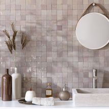 Zellige Marocain Artisanal Véritable - Gris De Lin 5x5 Cm - Mosaïque Mur (vendu Par Plaque De 30x30 Cm) - Ro'ma Nature - Bricoman