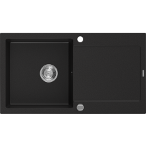 Mexen Leo Évier En Granit À 1 Cuve Avec Égouttoir 900 X 500 Mm, Noir - 6501901010-77 - Bricoman
