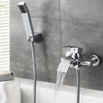 Mitigeur De Baignoire Robinet De Douche En Cascade Avec Pommeau De Douche Economie D'Eau Laiton Chrome Pour Salle De Bain - Bricoman