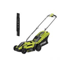 Pack Ryobi Tondeuse Électrique 1300w Coupe 33cm Rlm13e33s - Lame De Tondeuse Électrique 33cm Rac420 - Bricoman