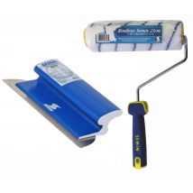 Lame Pour Enduire Et Lisser Ce 78 Semin - 25 Cm Et Un Rouleau Pour Application D'Enduit Ou De Peinture Semin - 23 Cm - Bricoman