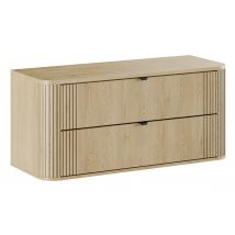 Meuble Sous Vasque Suspendu Avec Plan Ovalia - 2 Tiroirs Chêne 120 Cm - Bricoman