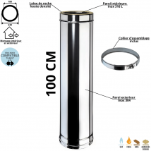 Élément 100 Cm Conduit Double Paroi Isolé Edilinox - Diamètre 180 Mm - Bricoman