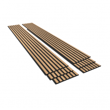 Lot De 6 Panneaux Acoustiques Muraux - Tasseaux Finition Chêne Blanc - Fond Noir - 240x60x2,2cm - Silamp - Bricoman