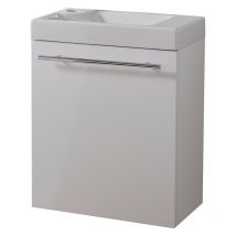 Meuble Lave-mains Blanc Brillant Pour Robinet À Gauche Solo - Bricoman