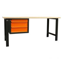 Etabli D'Atelier 1.5m Plateau Bois Avec 3 Tiroirs - Bricoman