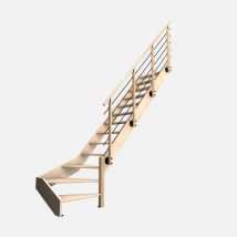 Escalier Bois Hêtre Quart-tournant Droit Avec Garde-corps, Nostra Kordo - Bricoman