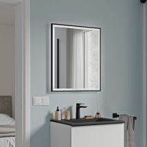 Bernstein - Miroir Rectangulaire Salle De Bain Led 70x60cm (hxl) Cadre Noir, Antibuée, Intensité Lumière Réglable, Capteur De Mouvement - Varo Frame -