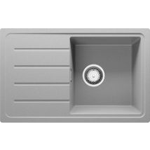 Evier Cuisine En Granit Gris 70x44cm, Lavabo 1 Bac + Kit De Vidage, Évier À Encastrer Au Meuble 45cm - Copenhague Easy Primagran - Bricoman