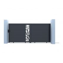 Cancello Elettrico Scorrevole Alluminio Semi Traforato Con Motivi L400 X H179 Cm Antracite In Kit - Labrit Ii - Bricoman