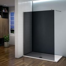Aica Paroi De Douche 120x200cm En 8mm Verre Fumé Et Anticalcaire Avec Une Barre De Fixation Extensible - Tecnomat