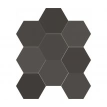 Carreau Hexagonal Effet Ciment Noir. Grès Cérame Sol Et Mur. Chicago Charcoal 21,5x25 Cm. - Bricoman