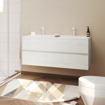 Easy Meuble Salle De Bain Double Vasque 2 Tiroirs Chêne Clair Largeur 120 Cm - Bricoman