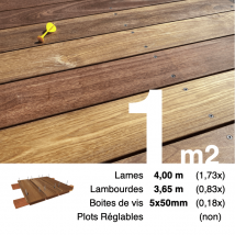 Kit Terrasse Bois Exotique Cumaru Pour 1 M² • Lames 4 M, Lambourdes 3,65 M Et Visserie Inox - Bricoman