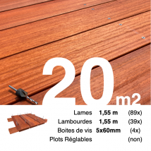 Kit Terrasse Bois Exotique Padouk Pour 20 M² • Lames 1,55 M, Lambourdes 1,55 M Et Visserie Inox • Livraison Gratuite - Bricoman