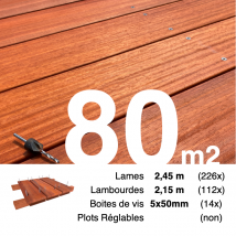 Kit Terrasse Bois Exotique Padouk Pour 80 M² • Lames 2,45 M, Lambourdes 2,15 M Et Visserie Inox • Livraison Gratuite - Bricoman