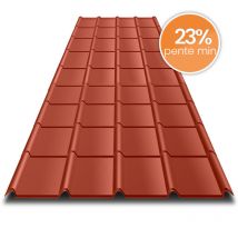 Tôle Imitation Tuile Emboîtable - Bacacier Tuile R Area | 2102 X 912 Mm - 1.80 M² Brun Mat - Bricoman