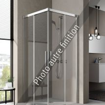 Demi Paroi De Douche Angle Coulissante Largeur 83cm Hauteur 2,00m Profilé Noir Soft Verre Clair - Bricoman