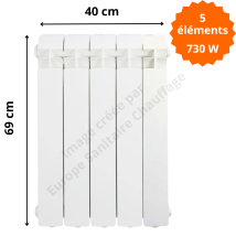 Radiateur Aluminium Vertical H.69 X 40 Cm Vox 600 Deville 730 W - Bricoman