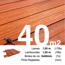 Kit Terrasse Bois Exotique Padouk Pour 40 M² • Lames 1,55 M, Lambourdes 1,55 M Et Visserie Inox • Livraison Gratuite - Bricoman
