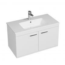 Rubite Meuble Vasque Simple Encastrée L. 90 Cm 2 Portes Blanc Salle De Bain - Bricoman