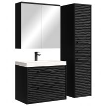 Meuble De Salle De Bain Etna 60 Cm Lavabo - Noir - Armoire De Rangement Meuble Lavabo Evier Armoire De Toilette - Bricoman