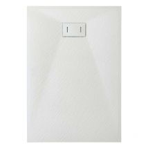 Receveur De Douche Smc En Fibre De Verre Effet Pierre Avec Bonde Inclus H. 2,6 Cm 70 X 140 Blanche - Bricoman