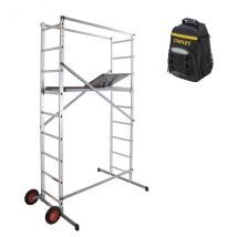 Echafaudage Jardin - Hauteur De Travail Max. 3,66m - 2 Roues Ø 240mm - Plateau 1,30x0,46m + Sac À Dos De Chantier - 9474-951-sac - Bricoman