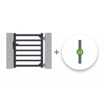 Portillon 1m Antelao H.110cm + 2 Poteaux H.166cm Aluminium Gris - Bricoman