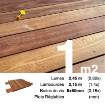 Kit Terrasse Bois Exotique Cumaru Pour 1 M² • Lames 2,45 M, Lambourdes 2,15 M Et Visserie Inox - Bricoman