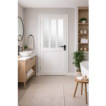 Bloc Porte Atelier Blanc Vitre Depoli H204 X L83 Poussant Droite Côte Tableau +poignee Gd Menuiseries - Bricoman