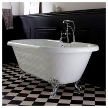 Baignoire Ilot Charly Blanche Avec Pieds Patte D 'aigle Chrome - Bricoman