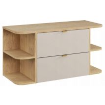 Meuble Sous Vasque Suspendu Dalia Cachemire 100 Cm Avec Deux Extensions D’angle Ouvertes Et Plan En Chêne - Bricoman
