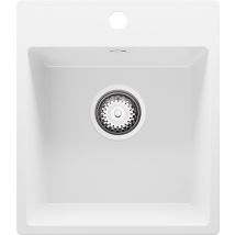 Evier Cuisine En Granit Blanc 38x44cm, Lavabo 1 Bac + Kit De Vidage, Évier À Encastrer Au Meuble 40cm - Riga Easy Primagran - Bricoman