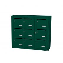 Bloc Collectif Leabox.com, 3x3, Grade 3, Simple Face, Intérieur, Fixation Murale, Vert Mousse Ral 6005 Finition Brillante - Bricoman