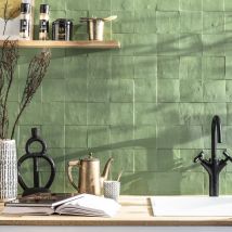 Carrelage Zellige Marocain Vert Amande 10x10 Cm (vendu Par 0,5 M²) - Ro'ma Nature - Bricoman