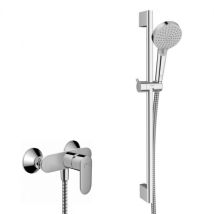 Vernis Blend Set De Douche Mitigeur + Douchette À Main 2 Jets + Barre 65cm, Chrome (71646000-vernis) - Bricoman