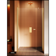 Porte De Douche Encastrée Pivotante - 140 X 195 - Or Brossé - New Soleo - Bricoman