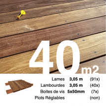 Kit Terrasse Bois Exotique Cumaru Pour 40 M² • Lames 3,05 M, Lambourdes 3,05 M Et Visserie Inox • Livraison Gratuite - Bricoman